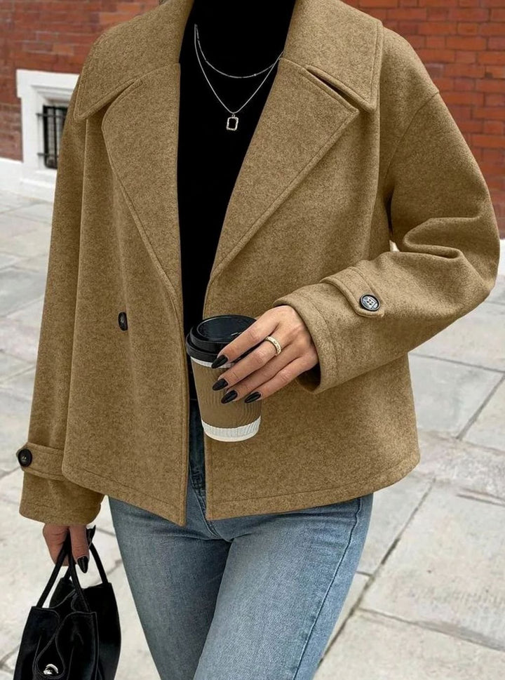Dames Oversized Jas Brede Revers Double-Breasted Winterjas