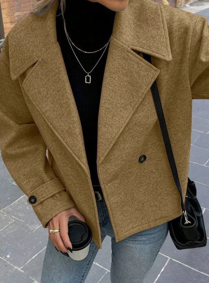 Dames Oversized Jas Brede Revers Double-Breasted Winterjas