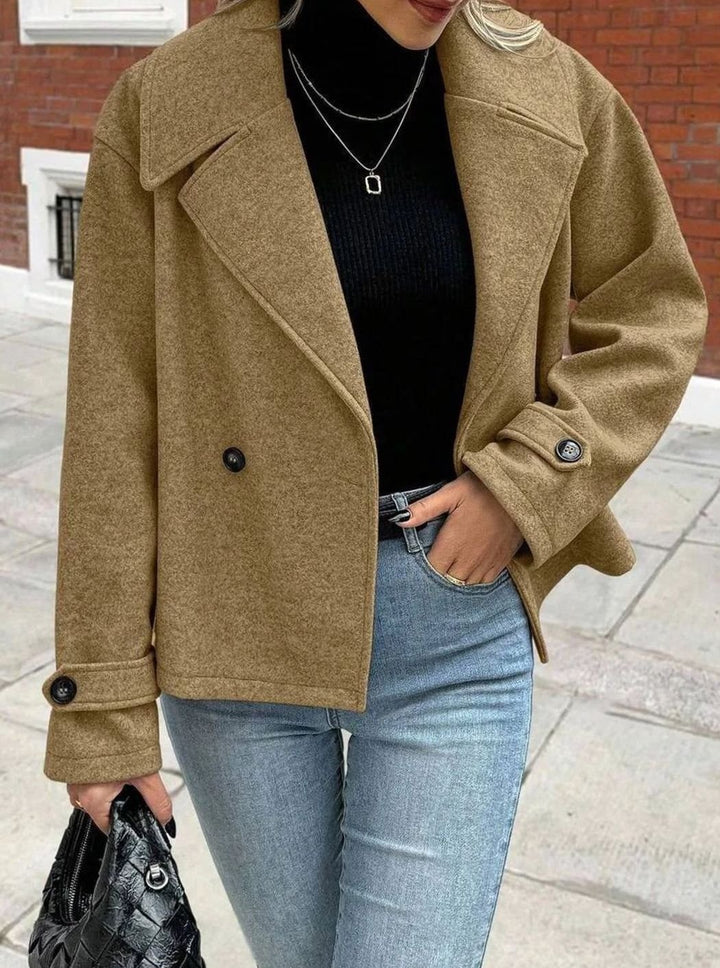 Dames Oversized Jas Brede Revers Double-Breasted Winterjas