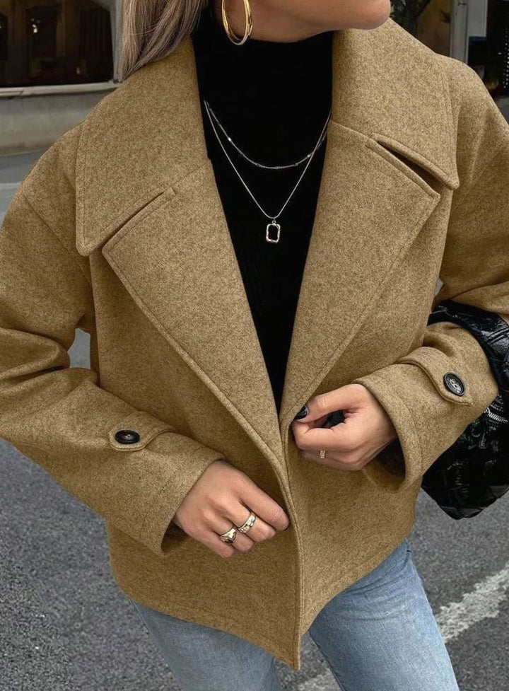 Dames Oversized Jas Brede Revers Double-Breasted Winterjas