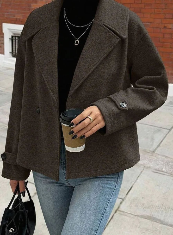 Dames Oversized Jas Brede Revers Double-Breasted Winterjas