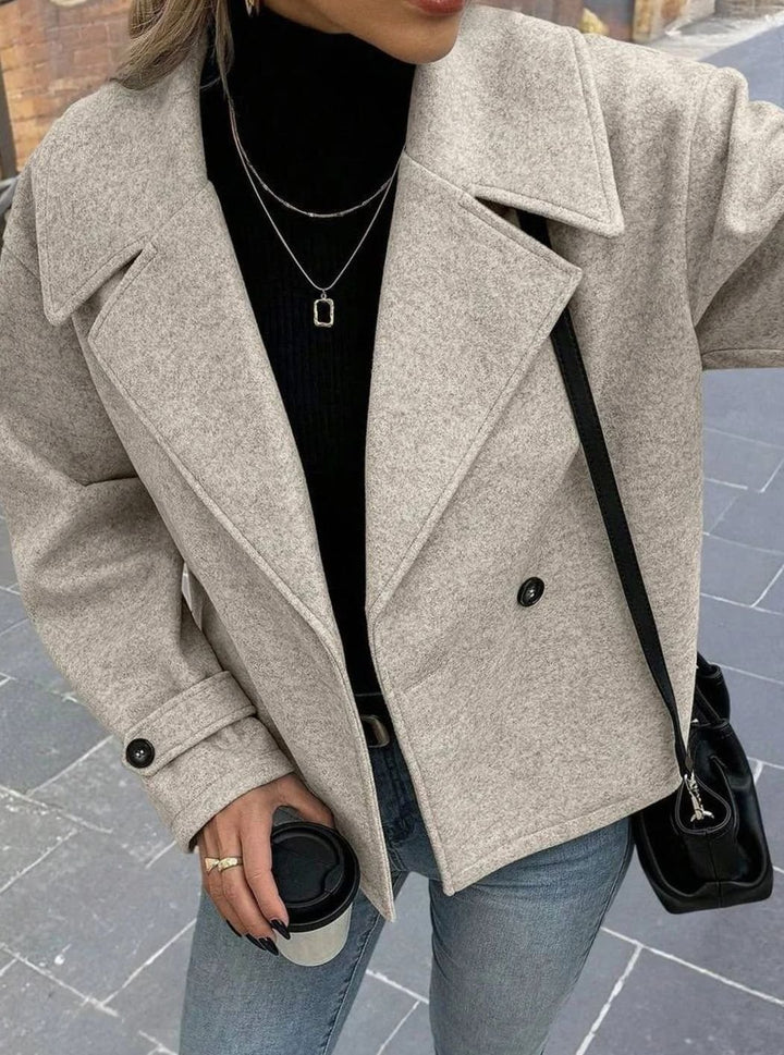 Dames Oversized Jas Brede Revers Double-Breasted Winterjas