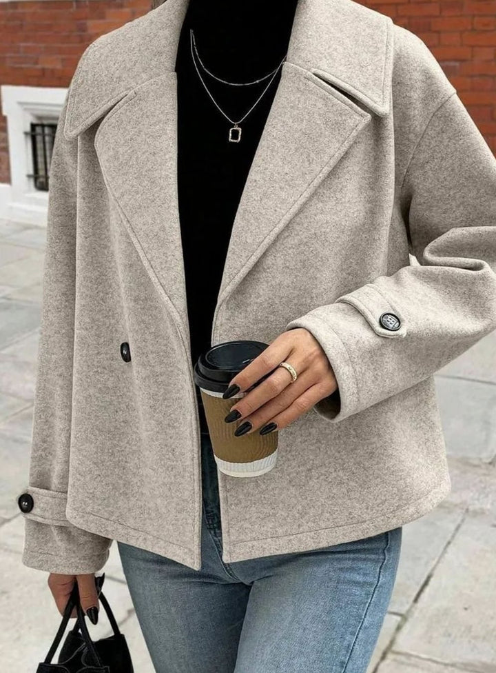 Dames Oversized Jas Brede Revers Double-Breasted Winterjas