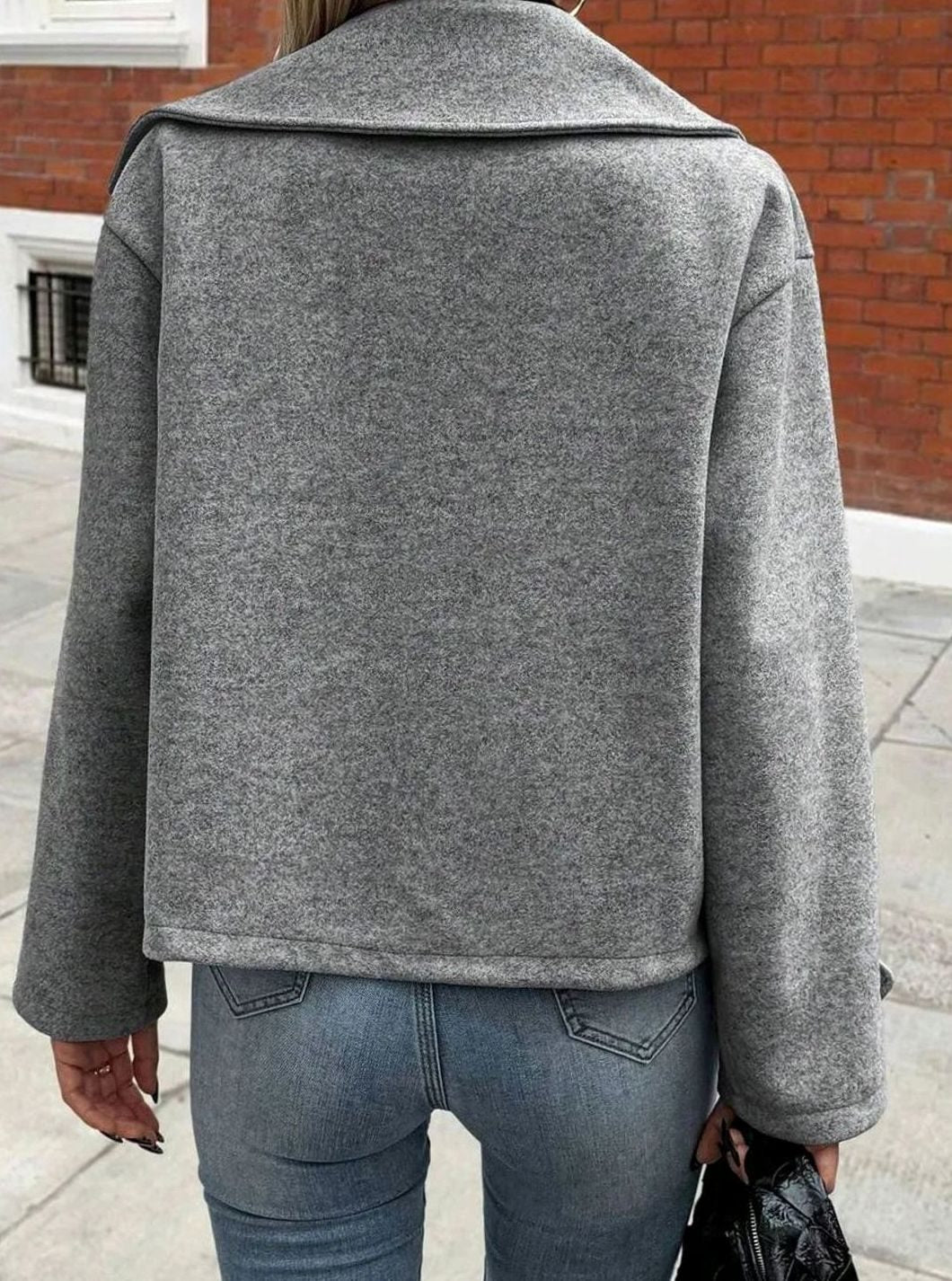 Dames Oversized Jas Brede Revers Double-Breasted Winterjas