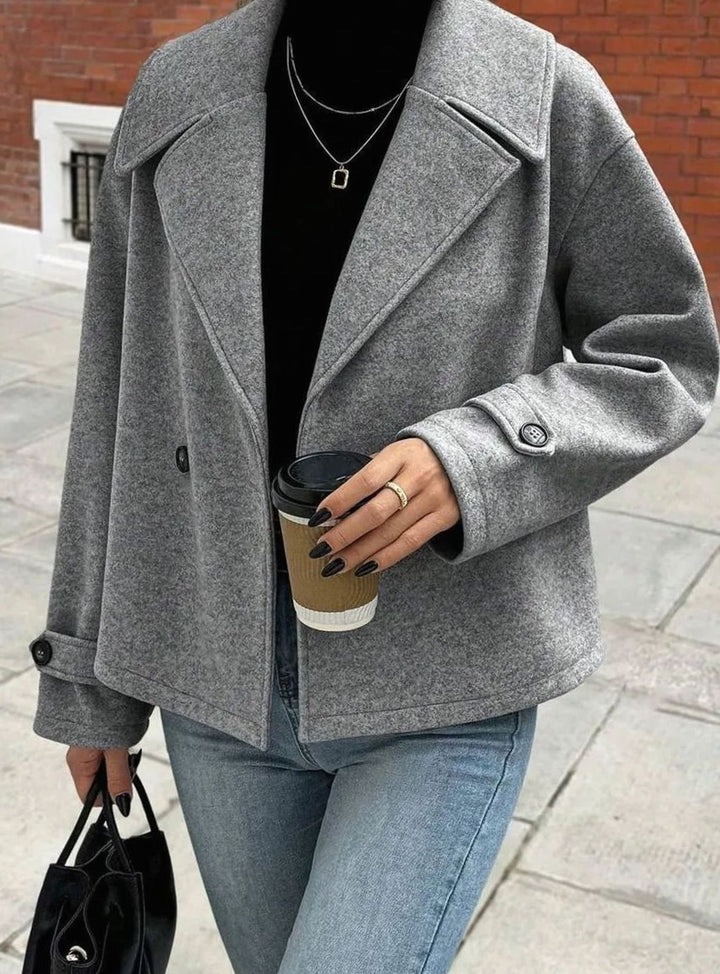Dames Oversized Jas Brede Revers Double-Breasted Winterjas