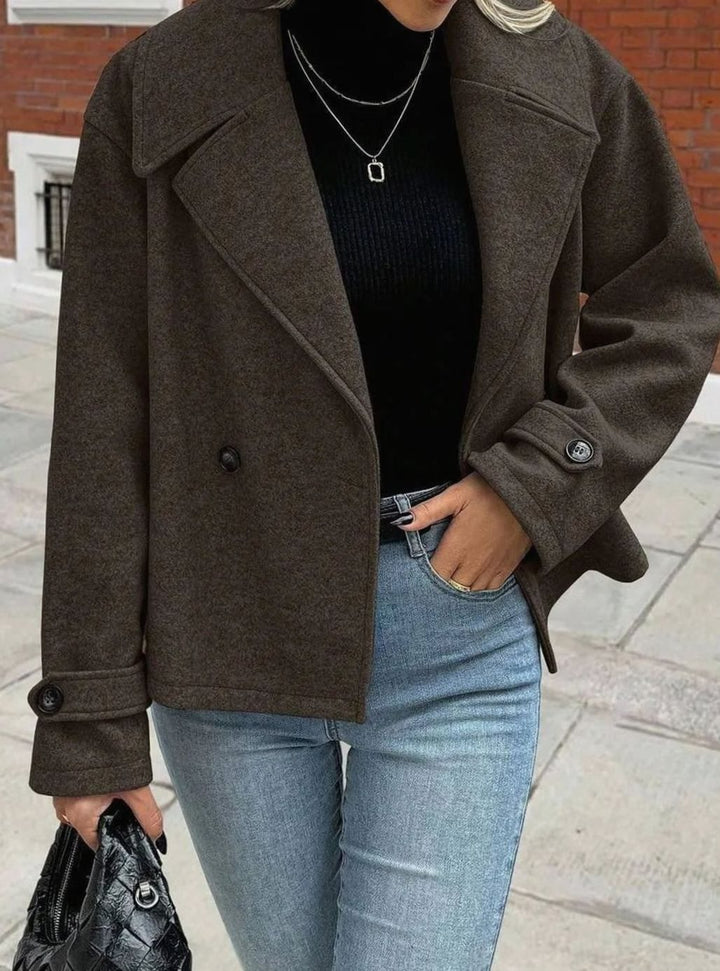 Dames Oversized Jas Brede Revers Double-Breasted Winterjas