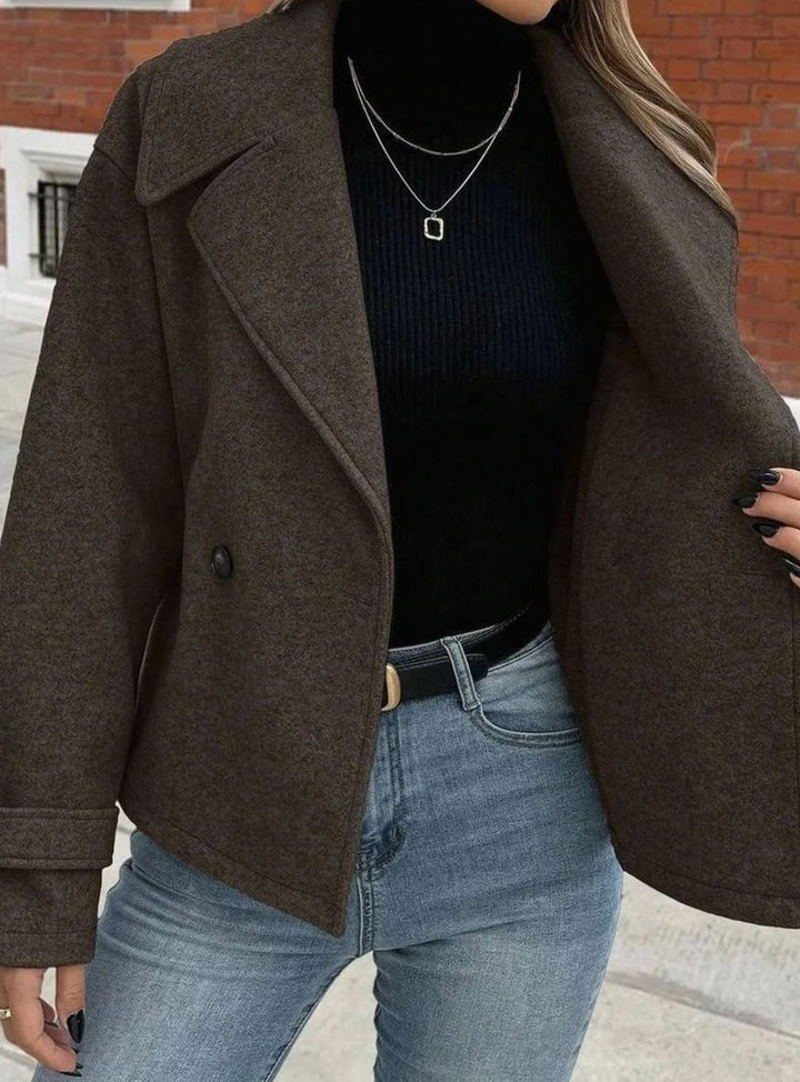 Dames Oversized Jas Brede Revers Double-Breasted Winterjas