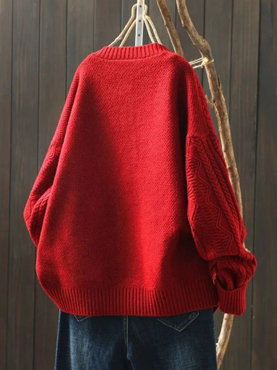 Dames Oversized Kabelgebreide Cardigan Knoop Vest