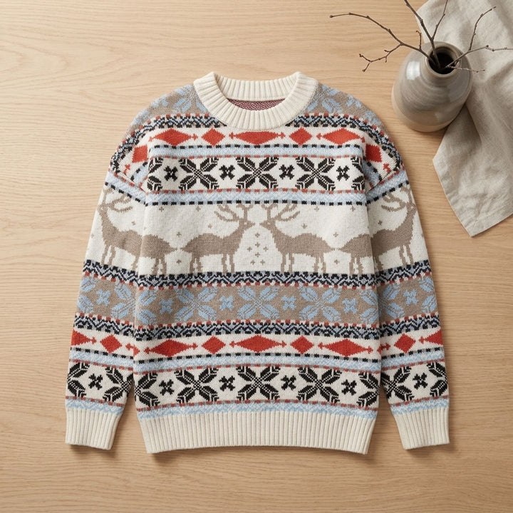 Dames Oversized Kersttrui met Rendier en Sneeuwvlok Patroon