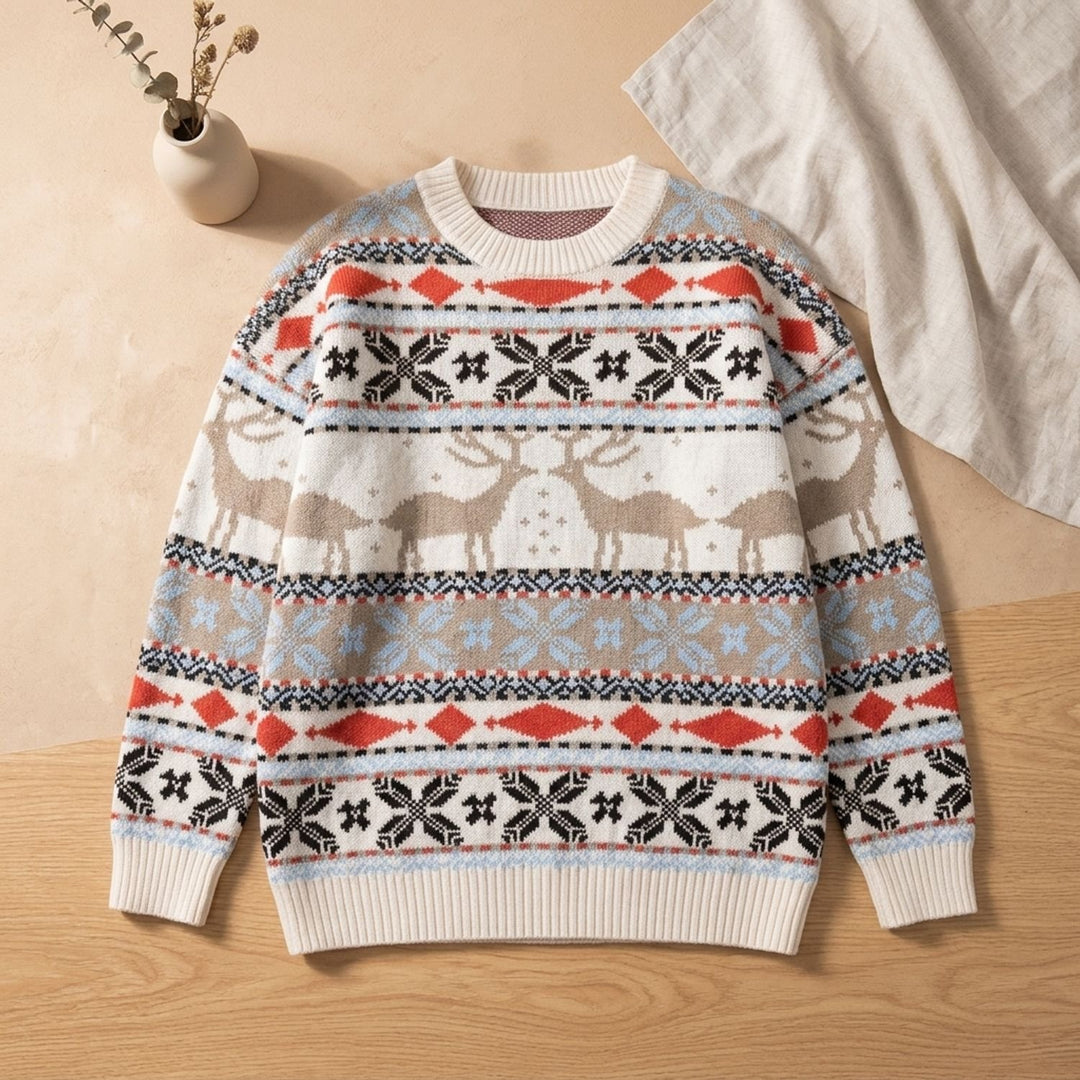 Dames Oversized Kersttrui met Rendier en Sneeuwvlok Patroon