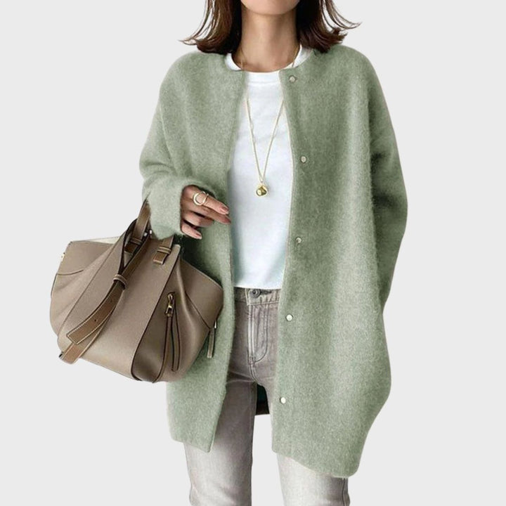Dames Oversized Knoopsluiting Gebreide Cardigan Kasjmier - Groen