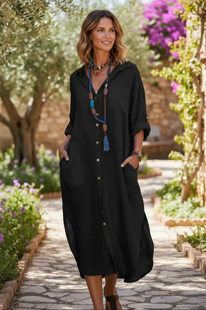 Dames Oversized Linnen Midi Evening Gown Zomerjurk
