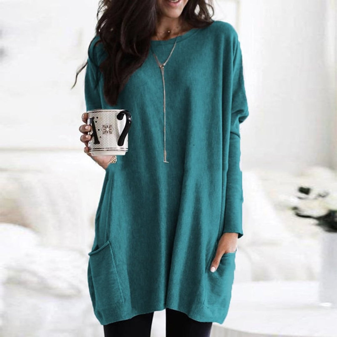 Dames Oversized Longline Pullover Trui met Zakken - Lichtgroen