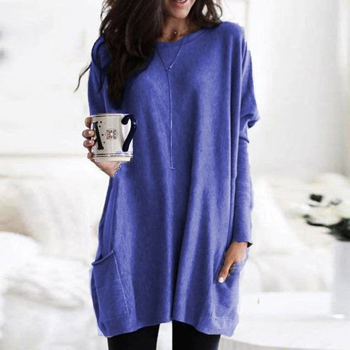 Dames Oversized Longline Pullover Trui met Zakken - Lila