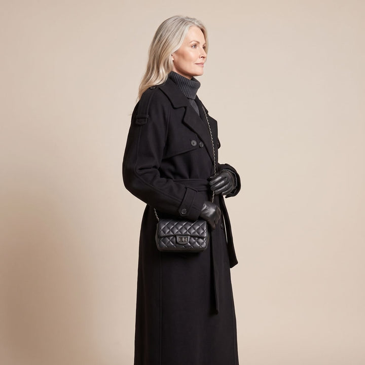 Dames Oversized Longline Wool Blend Winterjas Dubbelrijig