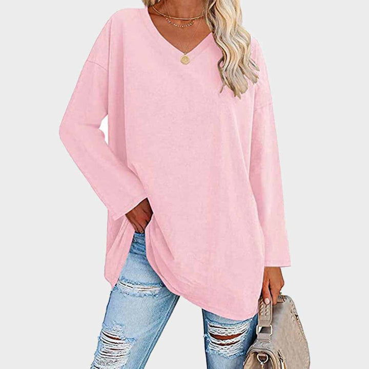 Dames Oversized Longsleeve Top V-hals - Roze
