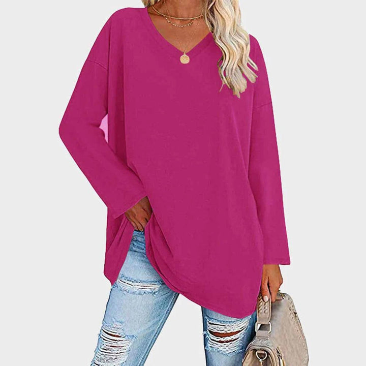 Dames Oversized Longsleeve Top V-hals - Warmroze