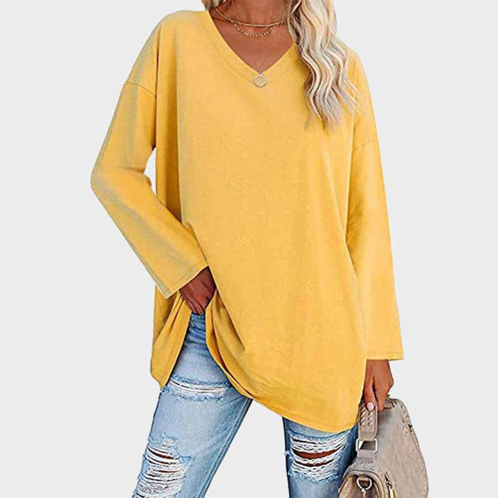 Dames Oversized Longsleeve Top V-hals - Geel