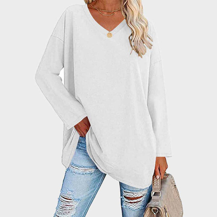 Dames Oversized Longsleeve Top V-hals - Wit