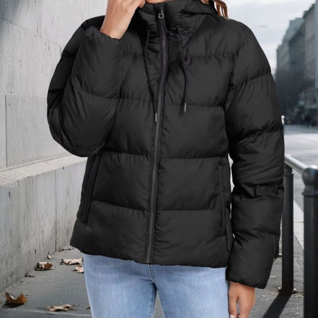 Dames Oversized Pufferjack met Capuchon Ritssluiting Lange Mouwen