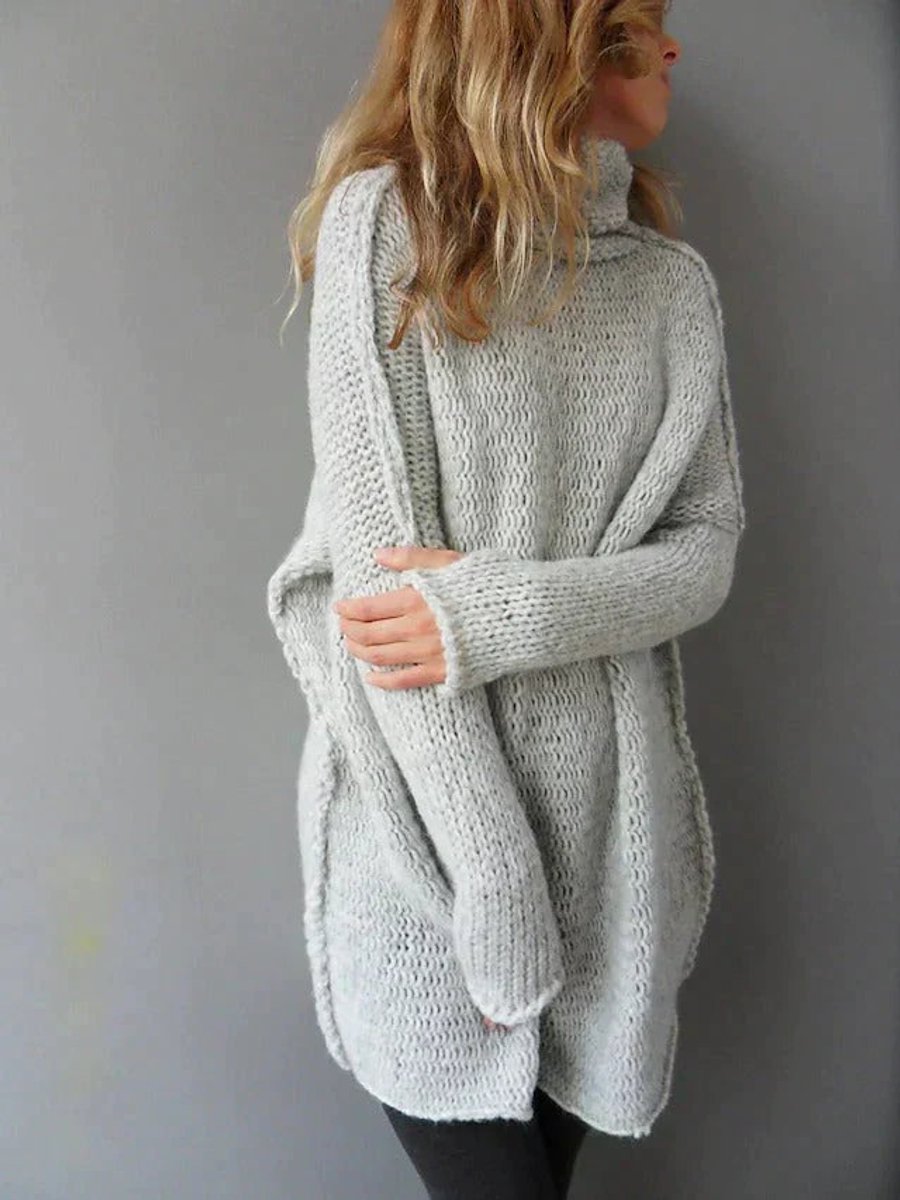 Dames Oversized Rolkraag Turtleneck Sweater Grof Gebreid