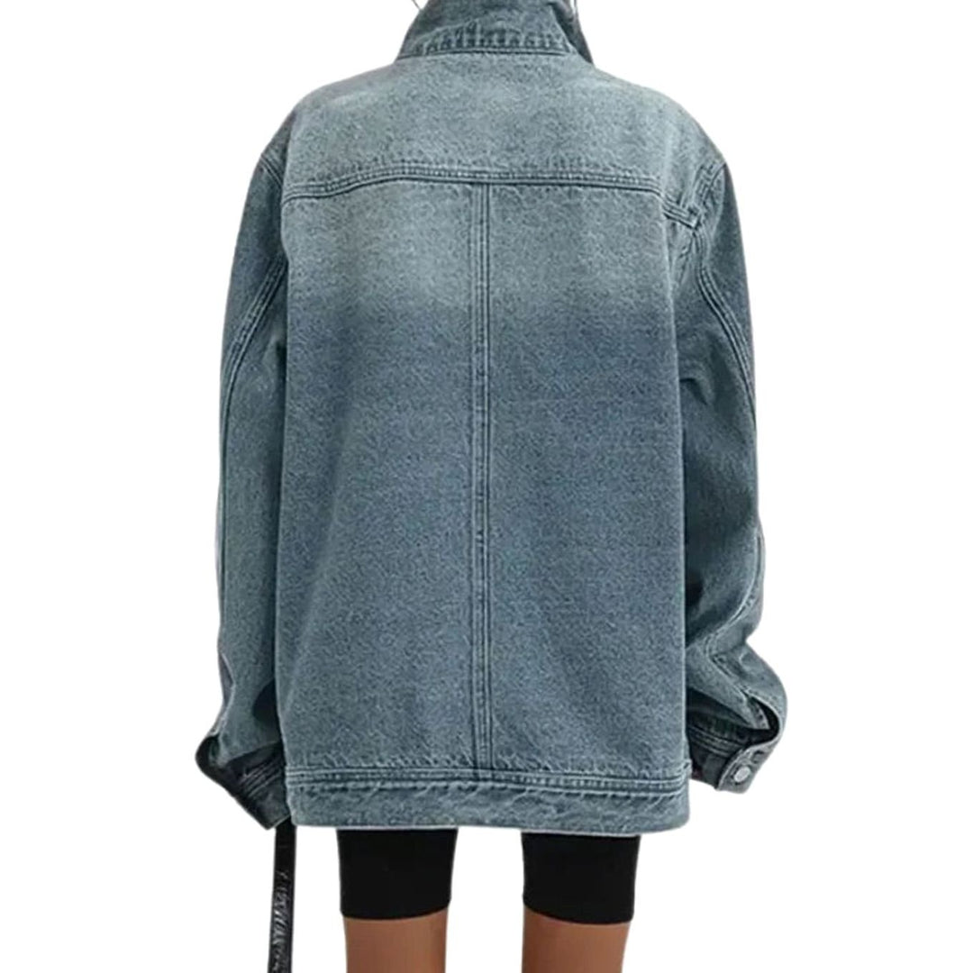 Dames Oversized Spijker Jas Relaxed Fit Asymmetrische Knoopsluiting
