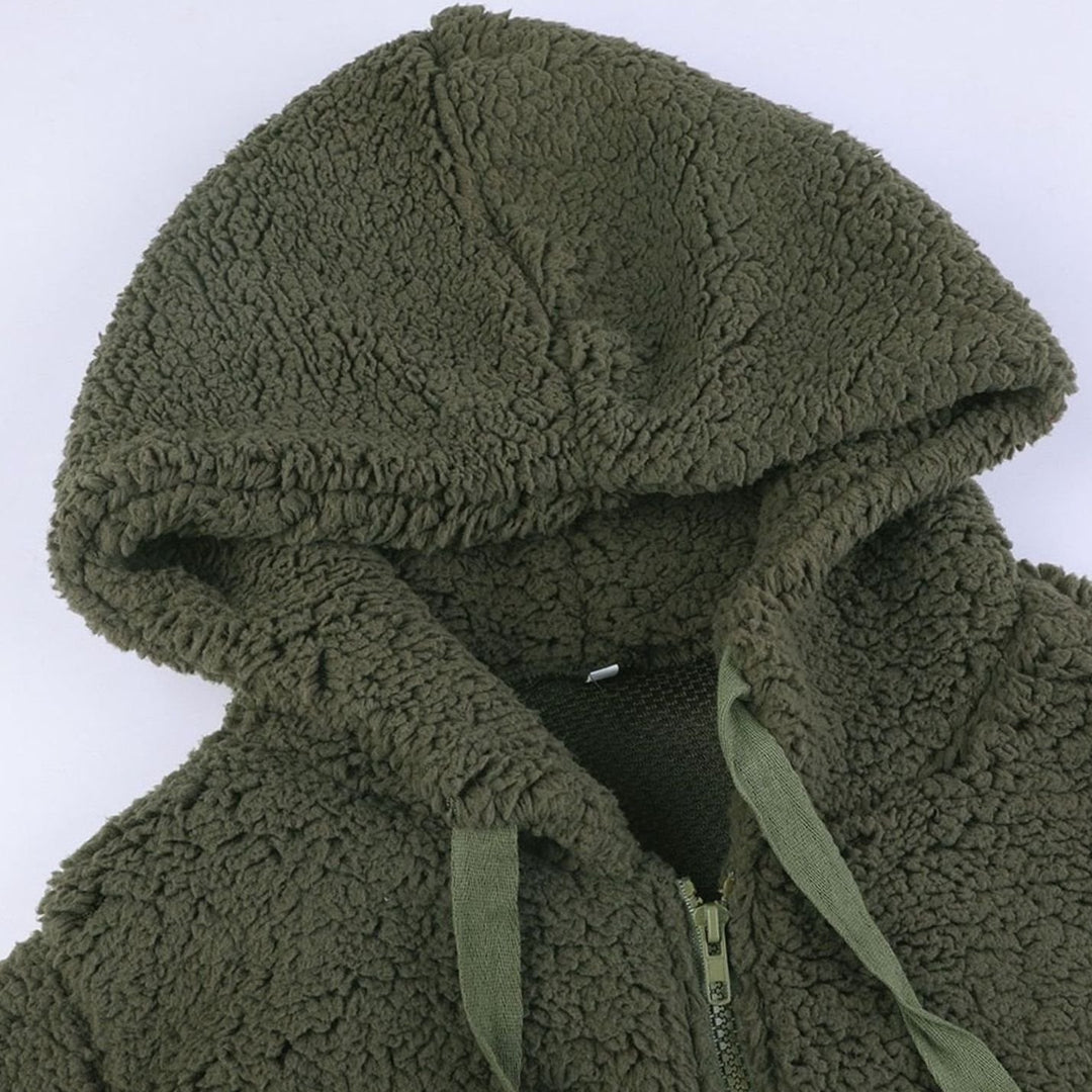 Dames Oversized Teddy Jas met Capuchon en Rits