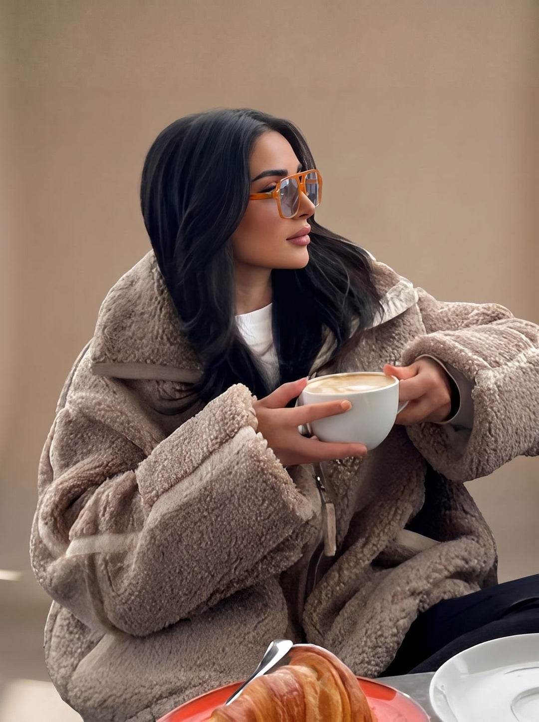 Dames Oversized Teddy Jas met Reverskraag en Diepe Zakken