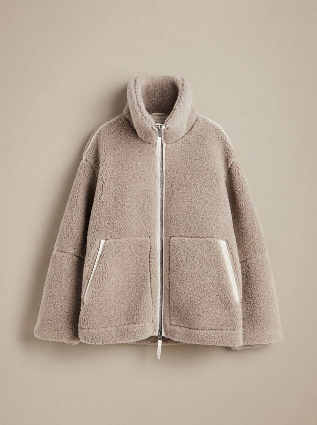 Dames Oversized Teddy Jas met Reverskraag en Diepe Zakken