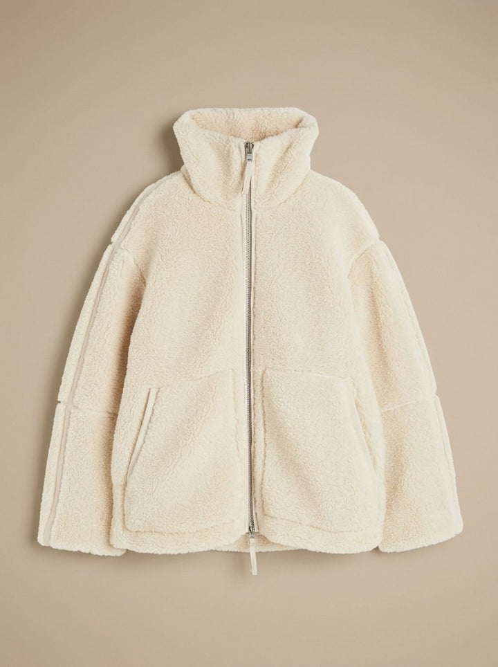 Dames Oversized Teddy Jas met Reverskraag en Diepe Zakken