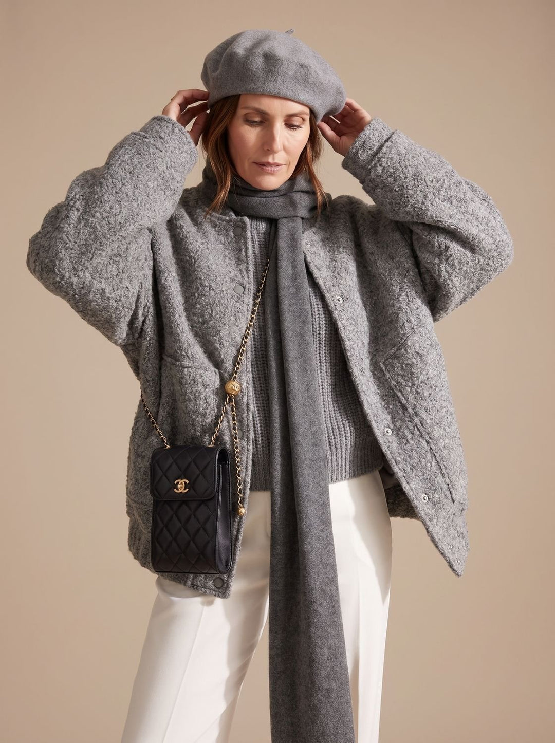 Dames Oversized Teddy Jas met Ronde Hals Verborgen Knopen