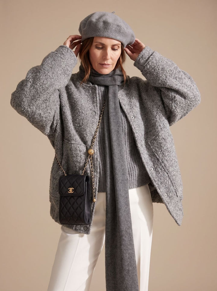 Dames Oversized Teddy Jas met Ronde Hals Verborgen Knopen