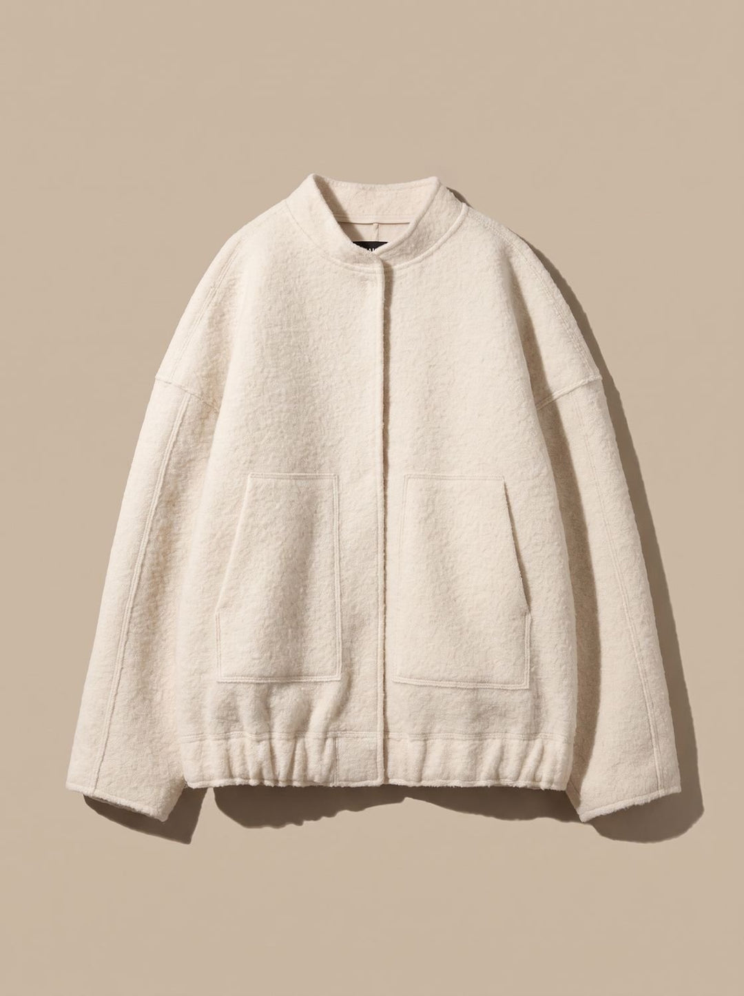 Dames Oversized Teddy Jas met Ronde Hals Verborgen Knopen - Beige