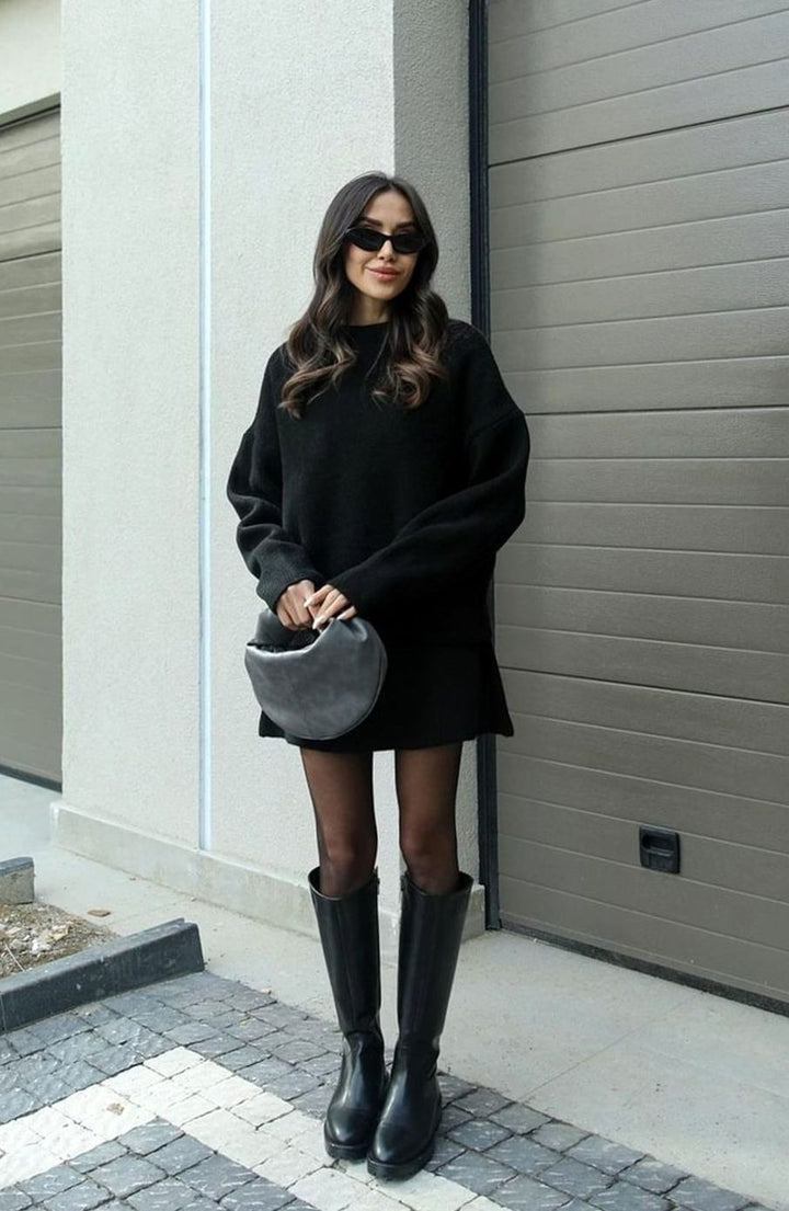 Dames Oversized Trui en Rok Set Wolmix Tweedelig