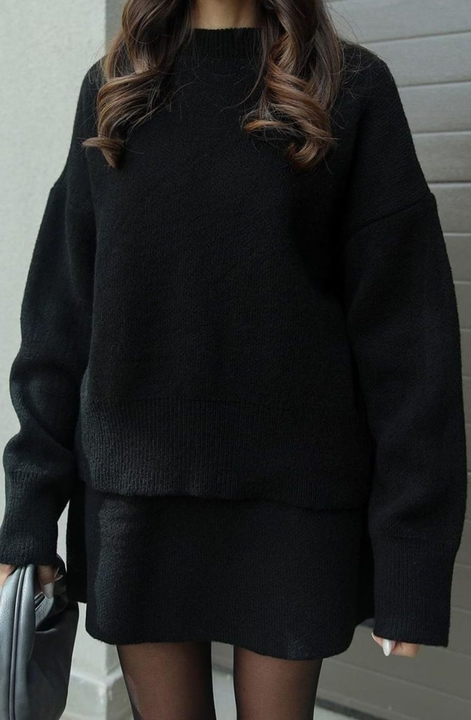 Dames Oversized Trui en Rok Set Wolmix Tweedelig