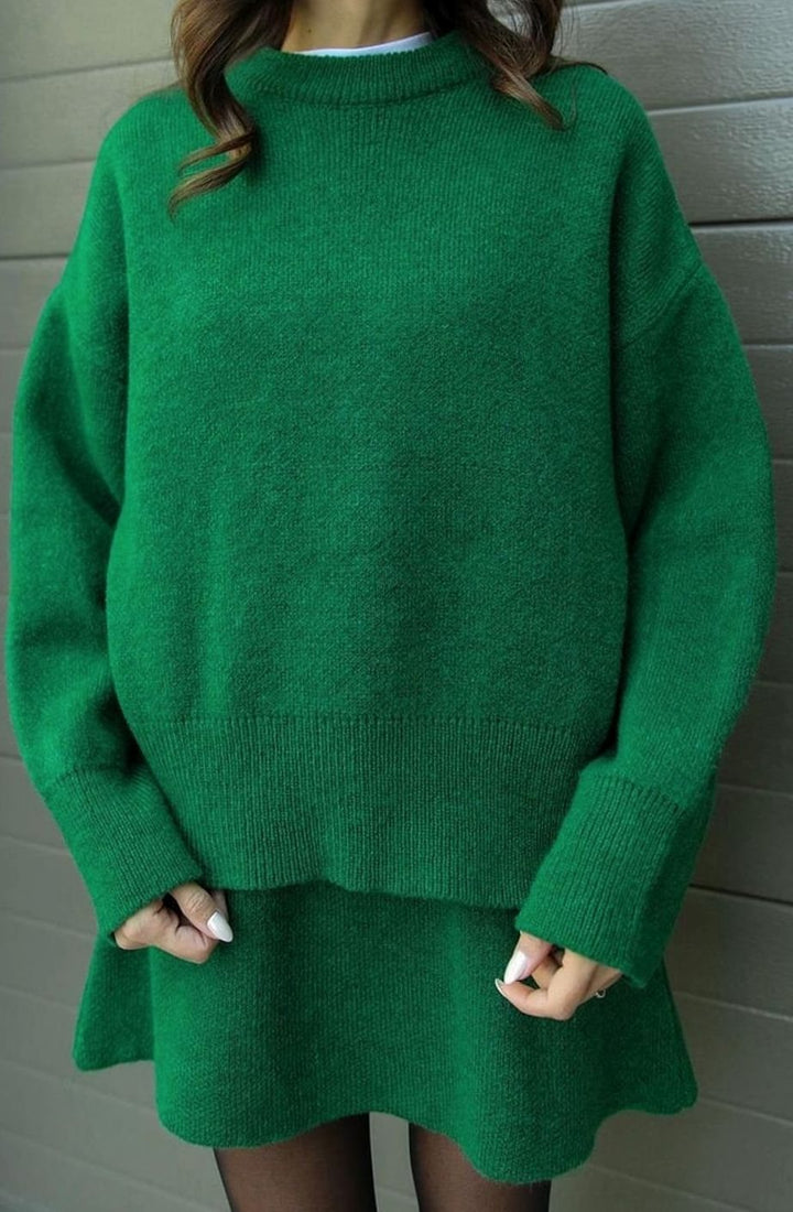 Dames Oversized Trui en Rok Set Wolmix Tweedelig