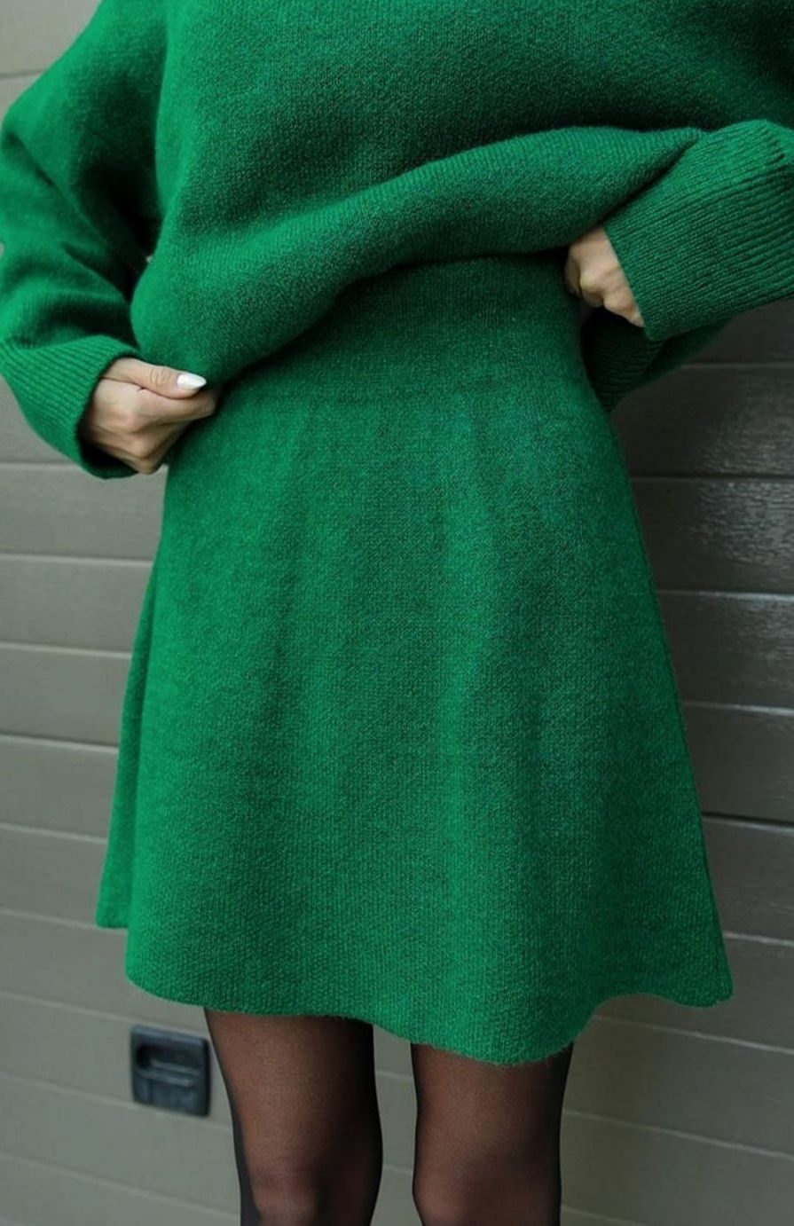 Dames Oversized Trui en Rok Set Wolmix Tweedelig