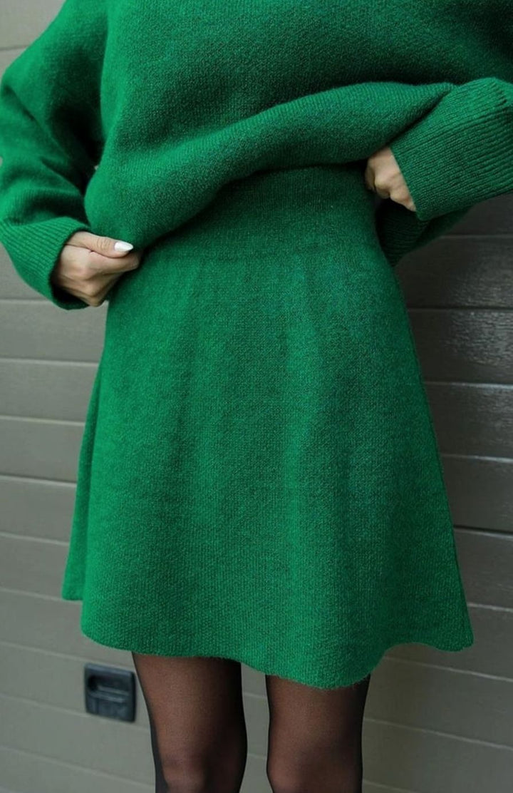 Dames Oversized Trui en Rok Set Wolmix Tweedelig