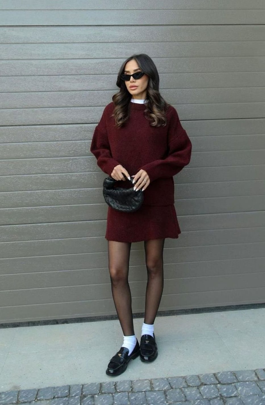 Dames Oversized Trui en Rok Set Wolmix Tweedelig