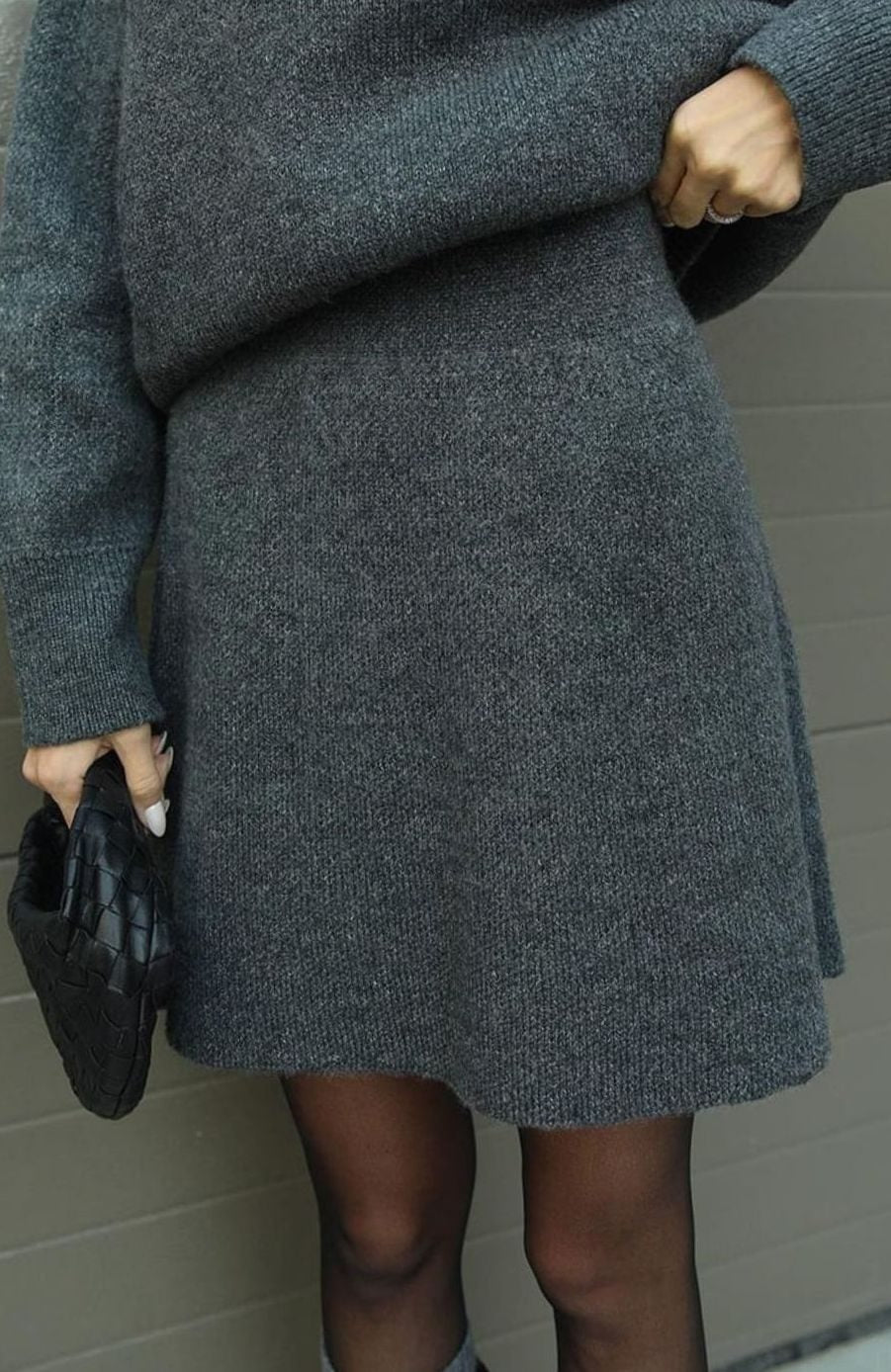 Dames Oversized Trui en Rok Set Wolmix Tweedelig