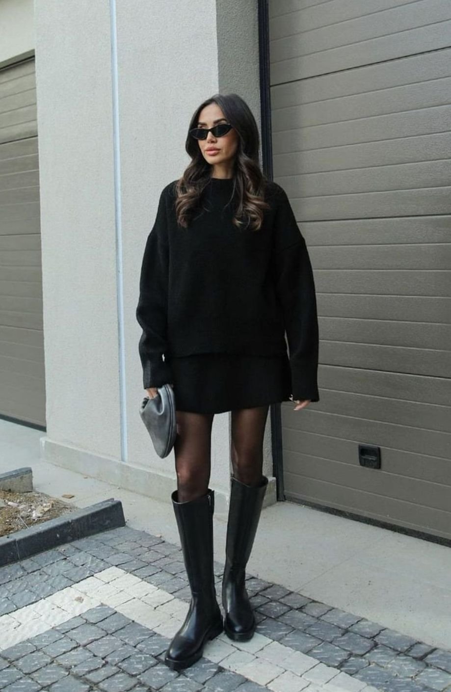 Dames Oversized Trui en Rok Set Wolmix Tweedelig