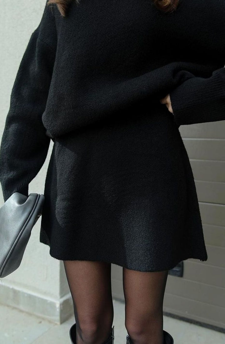 Dames Oversized Trui en Rok Set Wolmix Tweedelig