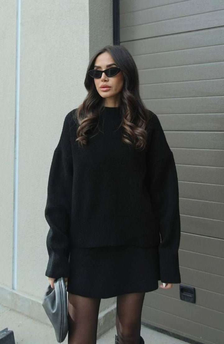 Dames Oversized Trui en Rok Set Wolmix Tweedelig
