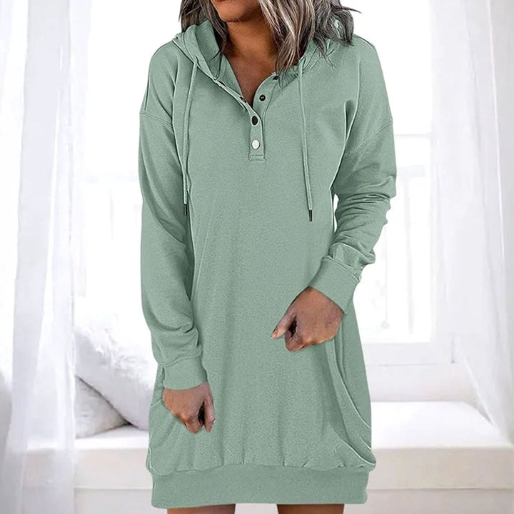 Dames Oversized Trui Jurk Lange Mouwen Capuchon Kangoeroezak - Lichtgroen