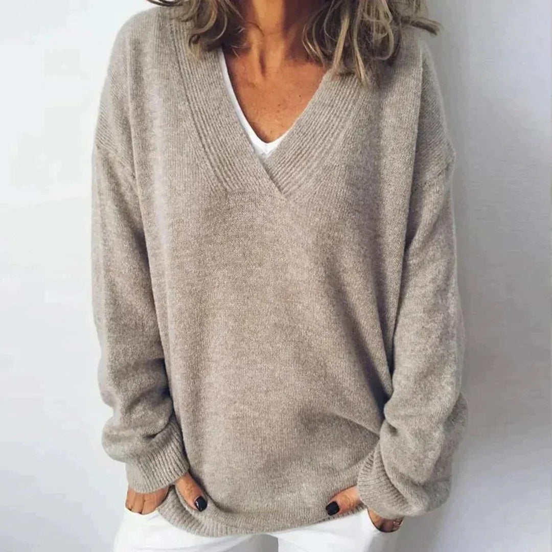 Dames Oversized V-hals Knit Sweater Zachte Gebreide Trui