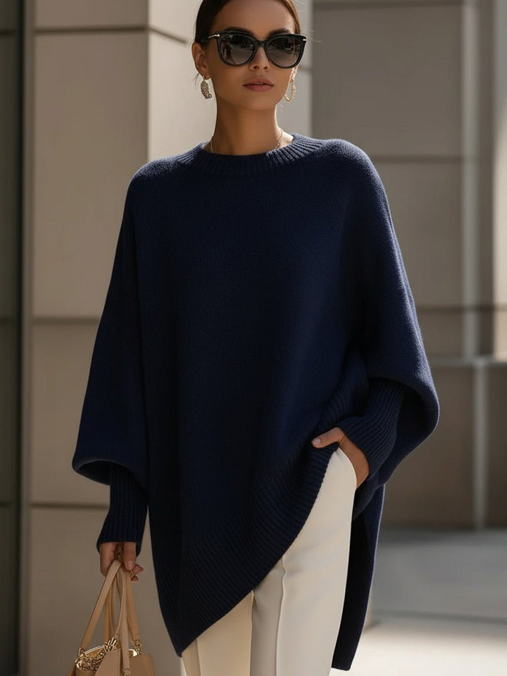 Dames Oversized Vleermouwen Gebreide Sweater - Navy Blue