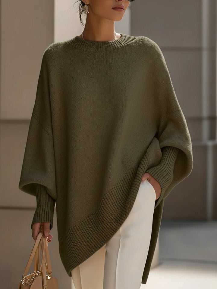Dames Oversized Vleermouwen Gebreide Sweater - Olive Green