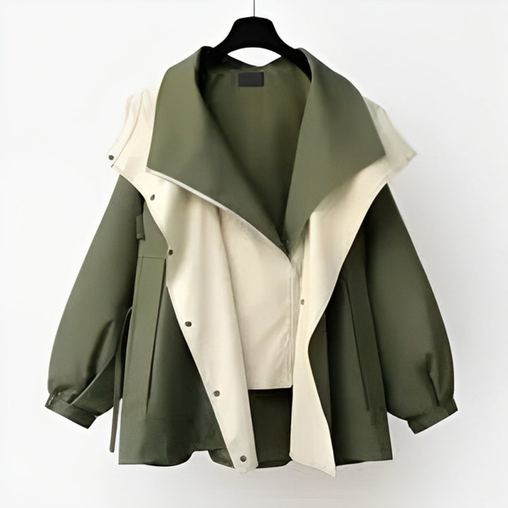 Dames Oversized Waterproof Dubbele Kraag Trench Coat - Groen