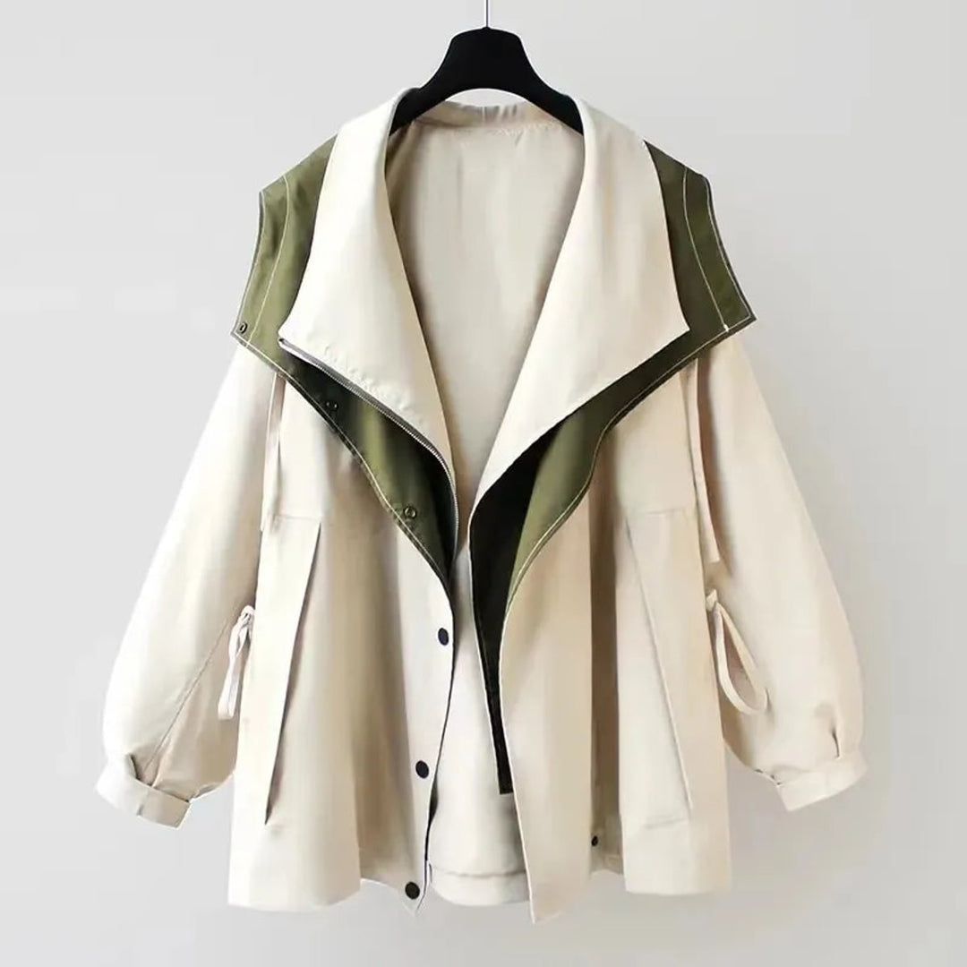 Dames Oversized Waterproof Dubbele Kraag Trench Coat - Wit