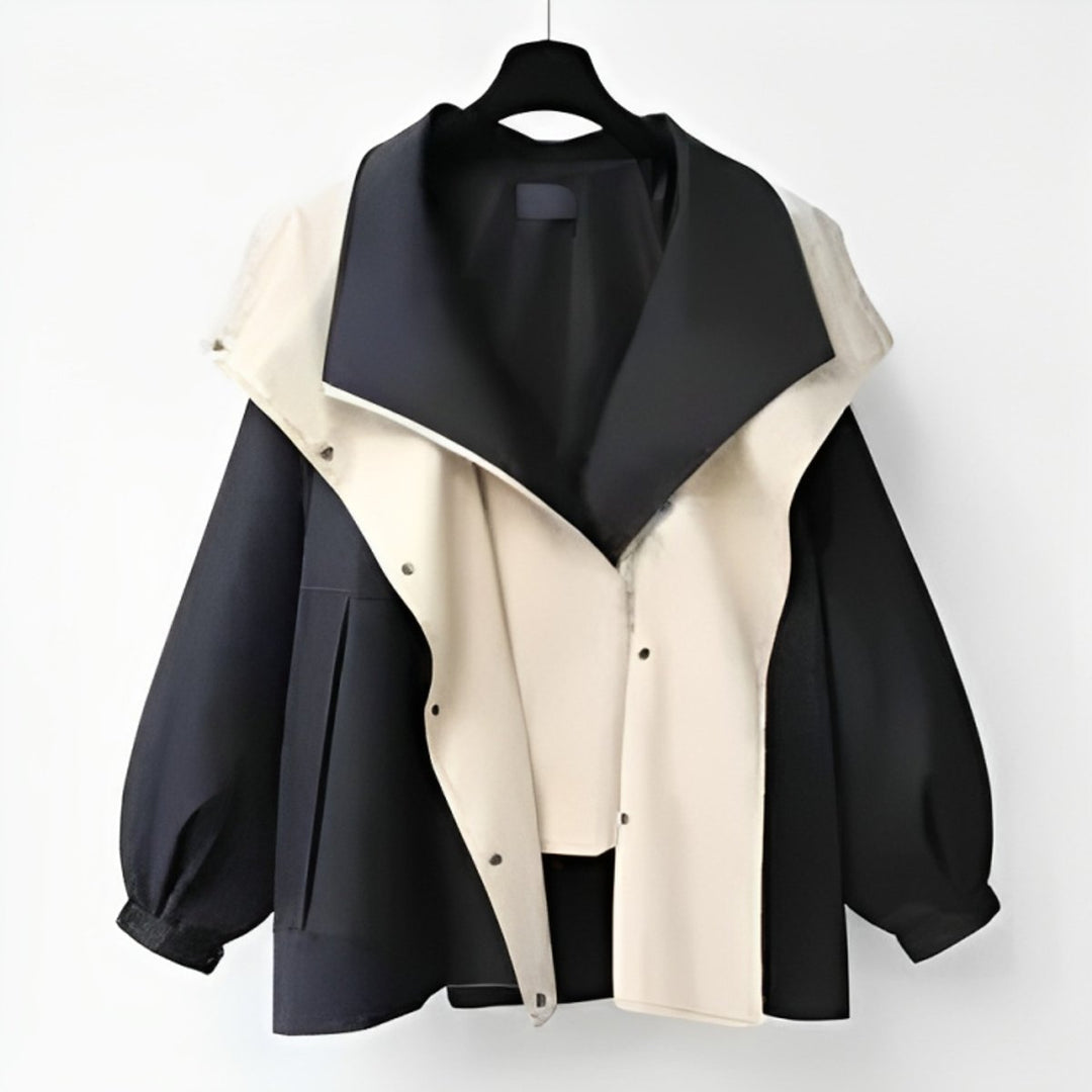 Dames Oversized Waterproof Dubbele Kraag Trench Coat - Zwart